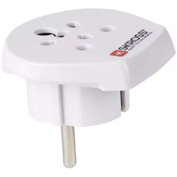 Adaptador de viaje SKROSS Country India-Israel-Dinamarca a Europa - Adaptador para conexión eléctrica - Type K, Type D, Type H (W)