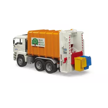 Bruder 02772 MAN TGA camión de basura de carga trasera, vehículo de juguete