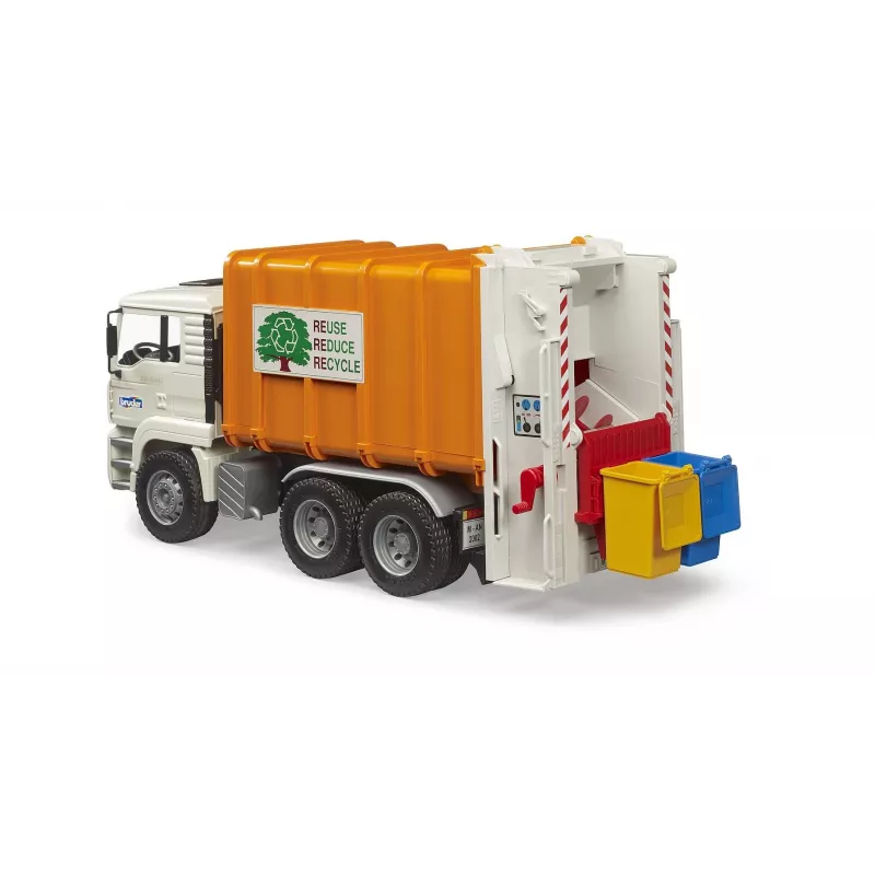 Bruder 02772 MAN TGA camión de basura de carga trasera, vehículo de juguete