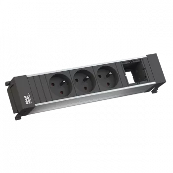 Regleta de enchufes Bachmann 916.0621 — unidad de 4 tomas con 3x UTE y 1x módulo personalizado
