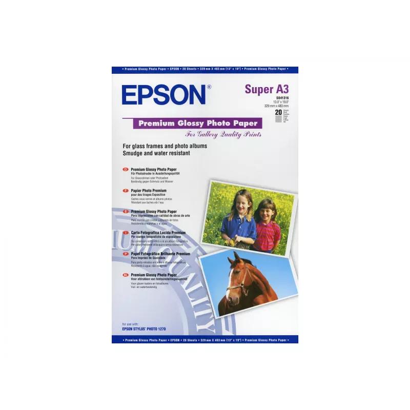 Epson Papel fotográfico brillante Premium, DIN A3+, 250g/m², 20 hojas