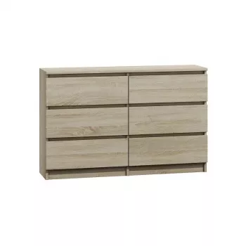 Cómoda Top e Shop M6 120 SON 2x3, roble, 6 cajones, 1200×300×770 mm