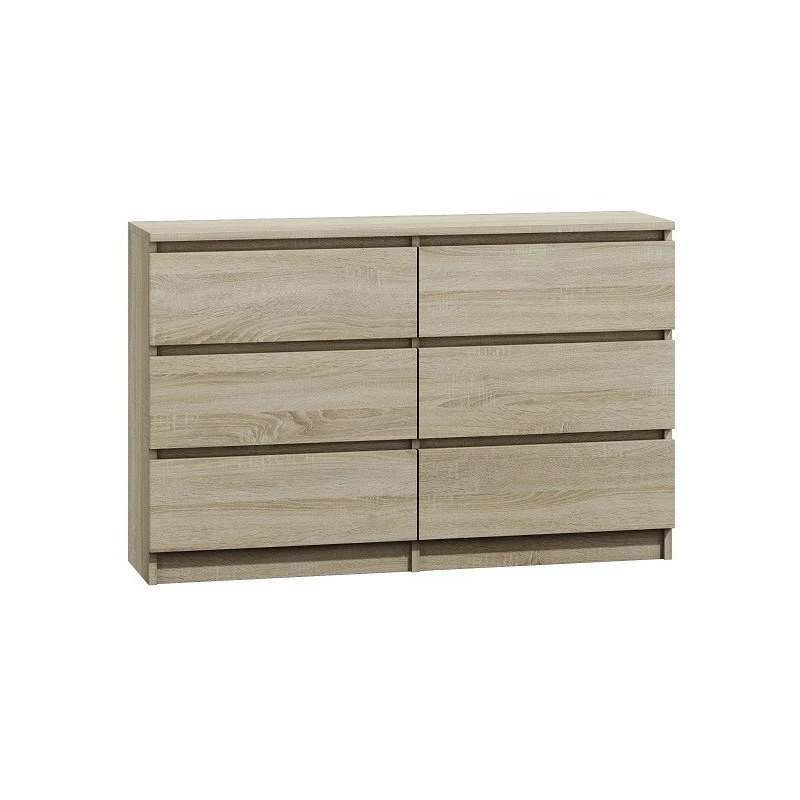 Cómoda Top e Shop M6 120 SON 2x3, roble, 6 cajones, 1200×300×770 mm