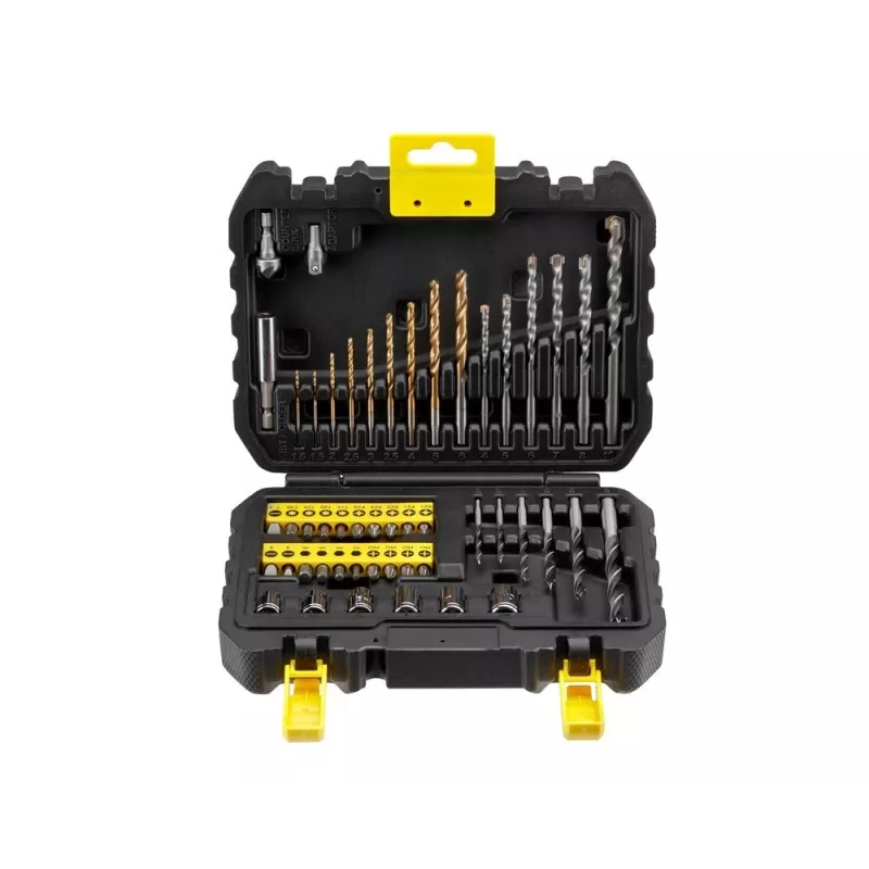 Juego de herramientas manuales STANLEY STA88546 — set universal de 50 piezas con brocas y herramientas de taller con maletín, apto para madera