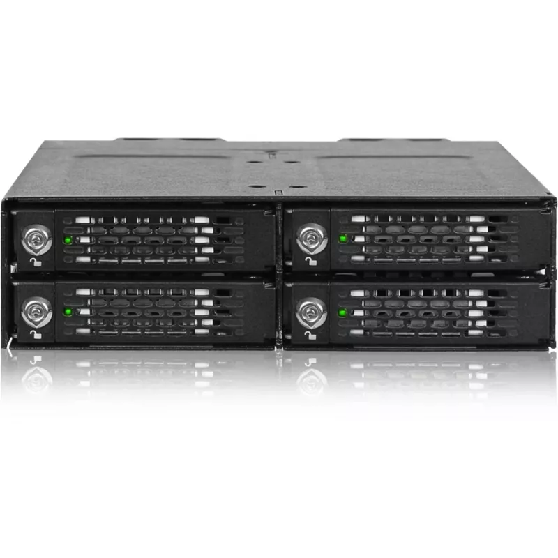 ICY DOCK - ToughArmor MB720MK-B V3 - 4x PCIe 4.0 M.2 NVMe a 4x OCuLink en 1x bahía de 5,25 marco móvil metal negro con bloqueo de llave (compatible con Tri-Mode)