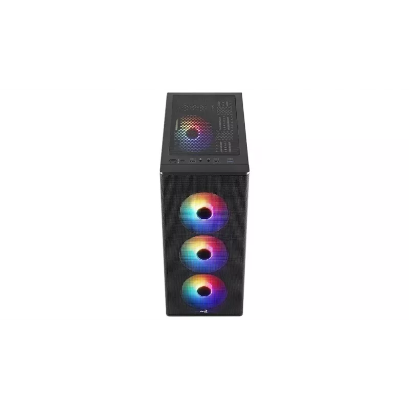 Caja de PC AEROCOOL PGS DESIGNER-G-BK-v1 torre Midi ATX, cristal templado, 4 ventiladores RGB, compatible con ATX, GPU 34,5 cm, disipador de CPU 158 mm