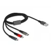 Delock - Cable Lightning, solo para carga - USB macho a Micro-USB Type B, Lightning, USB-C macho - 1,0m - Negro (87277)