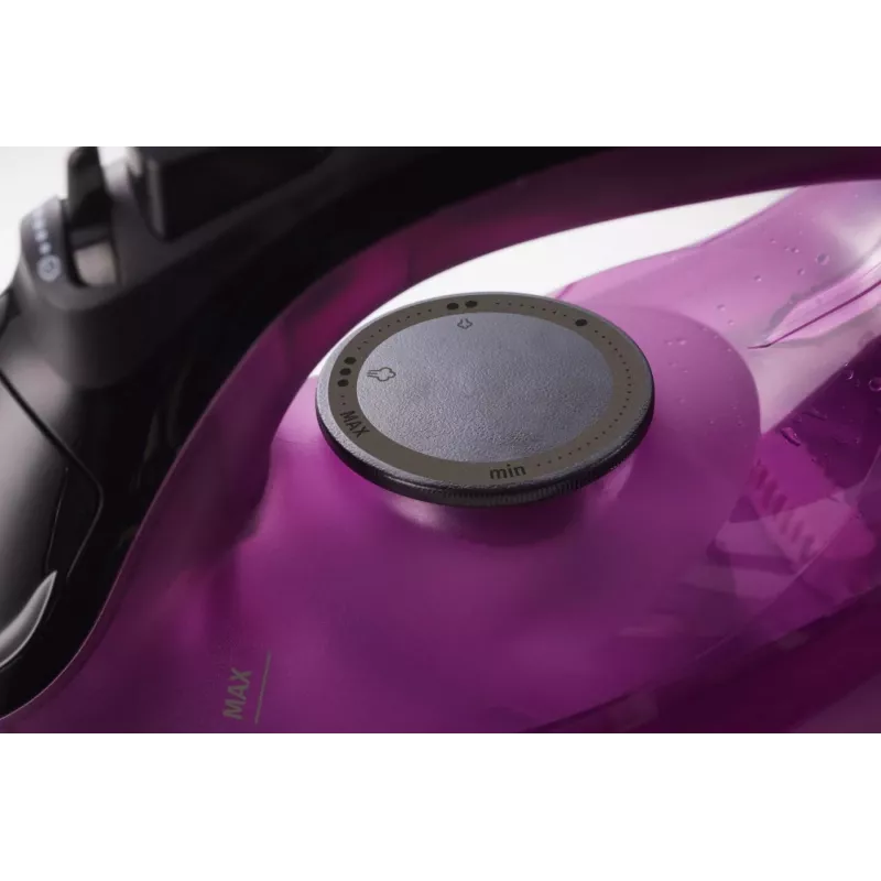 Gorenje SIK2400BKV plancha de vapor, 2400 W, capacidad del depósito de agua 450 ml, vapor continuo 40 g/min, apagado automático, Lila/Negro