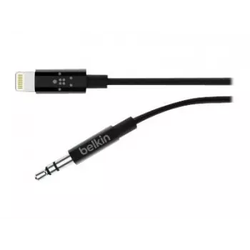 Cable Belkin Lightning a toma de auriculares - Lightning macho a minijack estéreo macho - 91,4 cm - negro - para Apple iPhone (Lig
