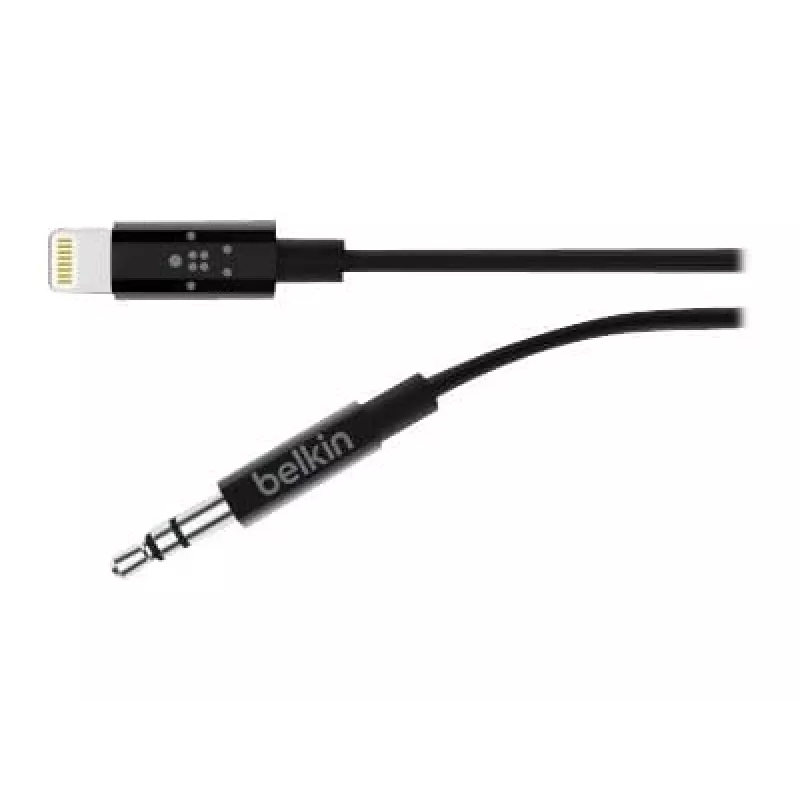 Cable Belkin Lightning a toma de auriculares - Lightning macho a minijack estéreo macho - 91,4 cm - negro - para Apple iPhone (Lig