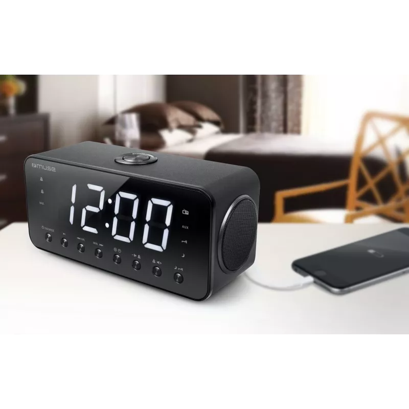 Radio despertador Muse M-192 CR — reloj digital, sintonizador FM, pantalla LED de 1,8