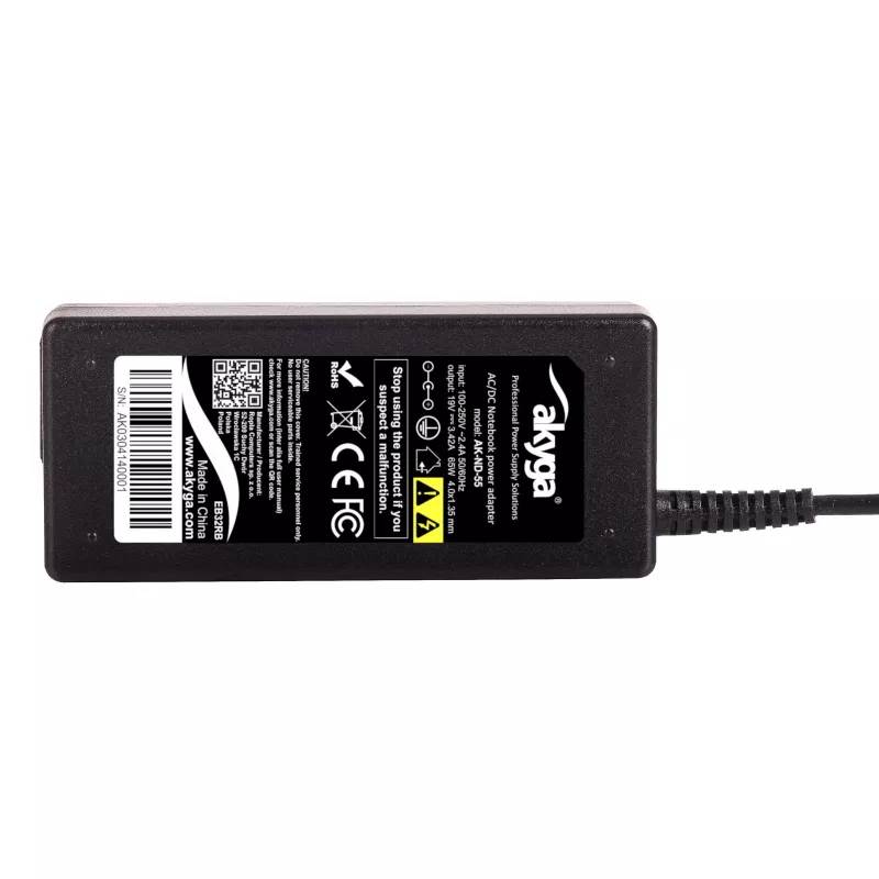 Fuente de alimentación para portátil Akyga AK-ND-55 19 V / 3,42 A, 65 W, conector 4,0 x 1,35 mm, para Asus