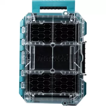 MAKTRAK organizador compacto, caja de herramientas azul/transparente, tapa transparente