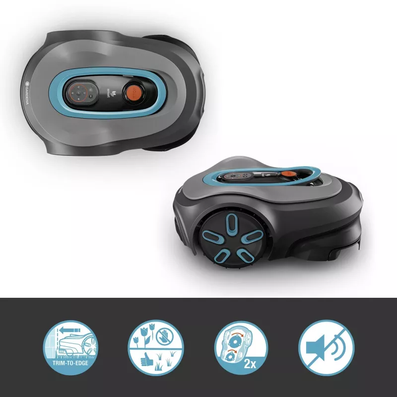 Robot cortacésped GARDENA smart SILENO max — 800 m², 16 cm de ancho de corte, batería, navegación LONA, gris