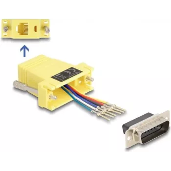 DELOCK D-Sub 15 polos conector macho a conector hembra RJ12 set de montaje, amarillo