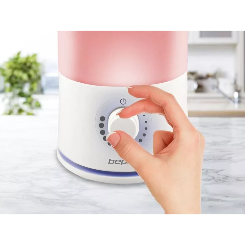 Beper 70.401 difusor de aromas ultrasónico y humidificador, 2,4 l, LED de 7 colores, 25 W