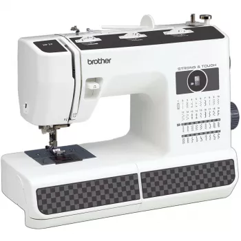 Máquina de coser electromecánica semiautomática Brother HF37 Blanca