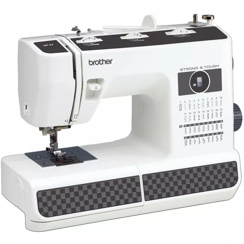 Máquina de coser electromecánica semiautomática Brother HF37 Blanca