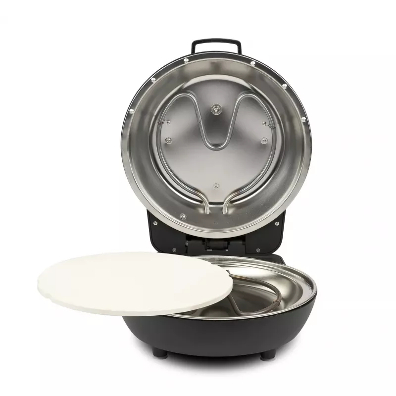 Horno de pizza G3FERRARI Pummarola — horno de sobremesa eléctrico, 1200 W, máx. Ø 28–31 cm, superficie de piedra, negro/plata