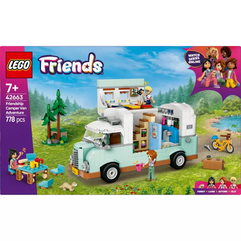 Set LEGO Motor Home 42663 — autocaravana LEGO Friends, 778 piezas, 3 minipersonajes, a partir de 7 años