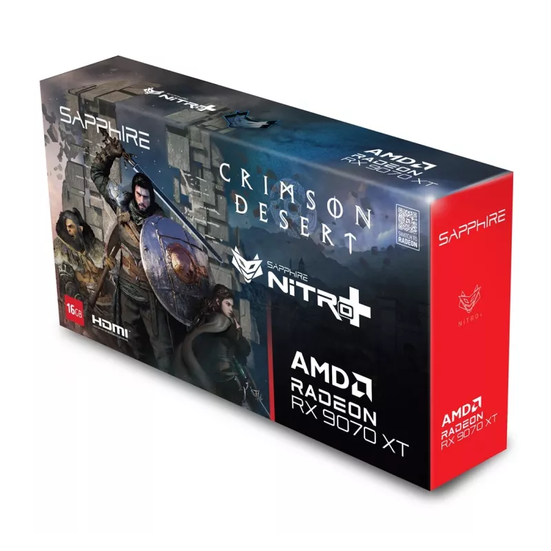 Tarjeta gráfica Sapphire NITRO+ Radeon RX 9070 XT OC Crimson Desert Edition — 16 GB GDDR6, 256 bits, PCIe 5.0