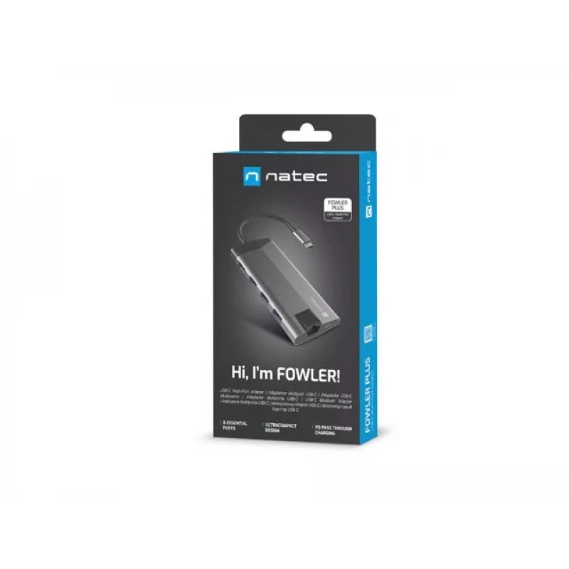 Hub NATEC Fowler Plus USB Type-C negro gris MicroSD SD