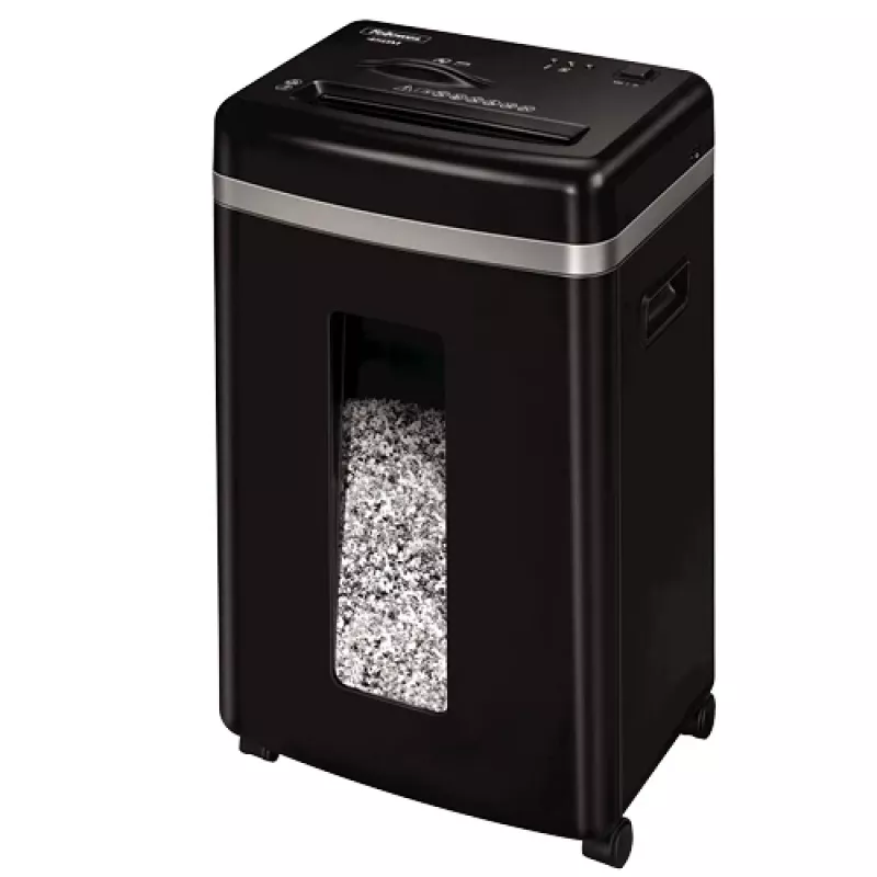 Destructora de documentos Fellowes Powershred 450M microcorte, capacidad 9 hojas, 2 x 12 mm, contenedor de 22 litros, negro