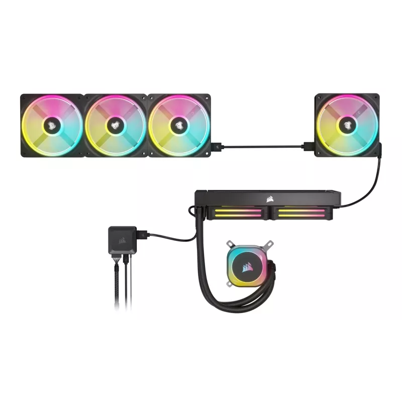 Corsair CO-9051001-WW iCUE LINK QX120 RGB ventilador de caja, 120 mm, PWM, con sensor de temperatura, negro