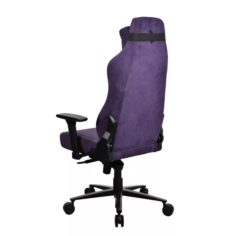 Silla gaming Arozzi Vernazza SoftFabric Morado — diseño ergonómico, reposabrazos y altura ajustables