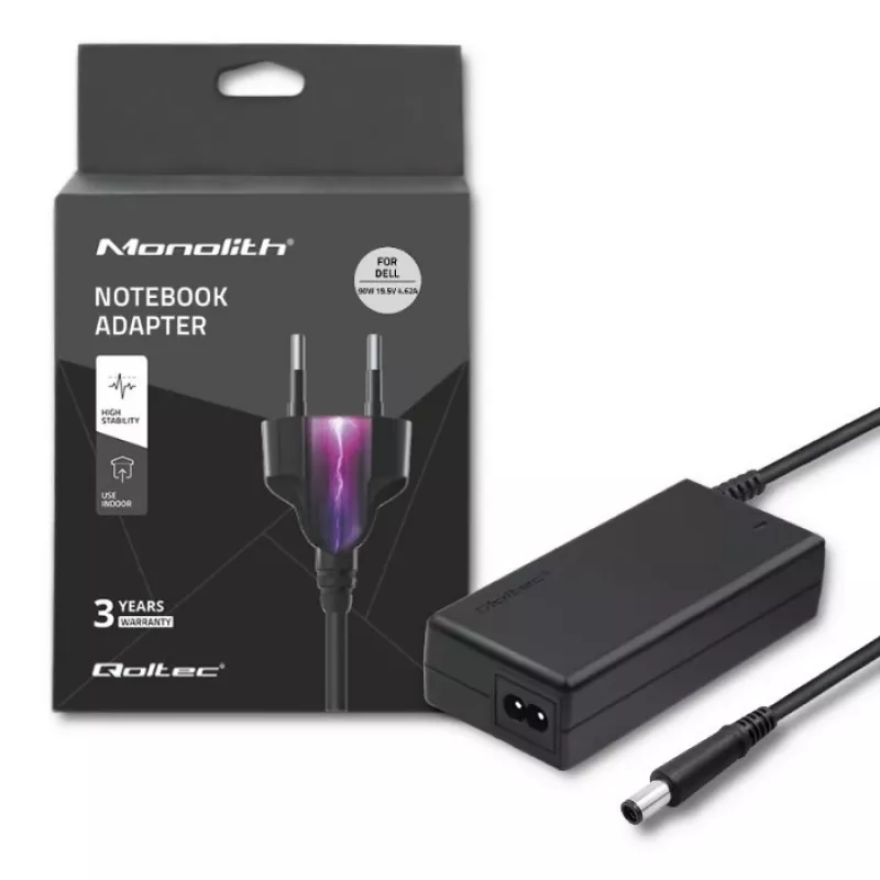 Fuente de alimentación Qoltec 50085.90W para Dell | 90W | 19,5V | 4,62A | 7,4*5,0+Pin | +cable de alimentación