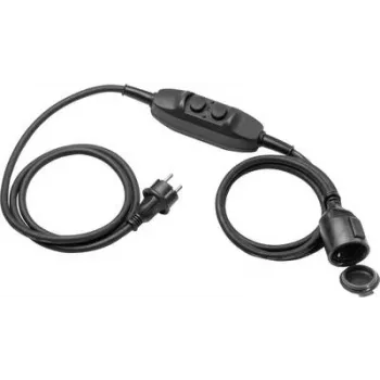 Alargador AS Schwabe 45222 con interruptor diferencial, 1,5 m de longitud, conector macho y conector hembra schuko