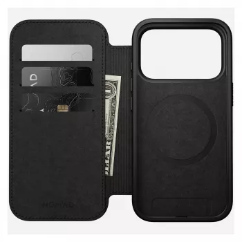 Funda tipo folio Nomad Modern Leather Folio para iPhone 17 Pro, cuero + aluminio, 6,3