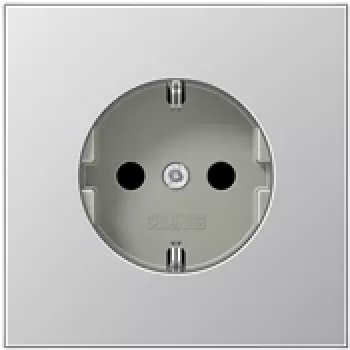Toma de corriente Jung AL 1520 CEE 7/3, carcasa de aluminio, 250 V, 16 A, 70×70 mm