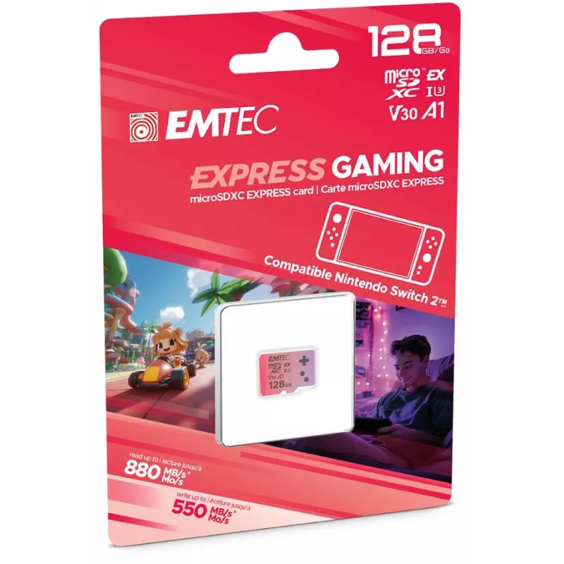 Tarjeta de memoria MicroSDXC EMTEC ECMSDM128GEXG 128 GB UHS-I lectura 880 MB/s escritura 550 MB/s U3 V30