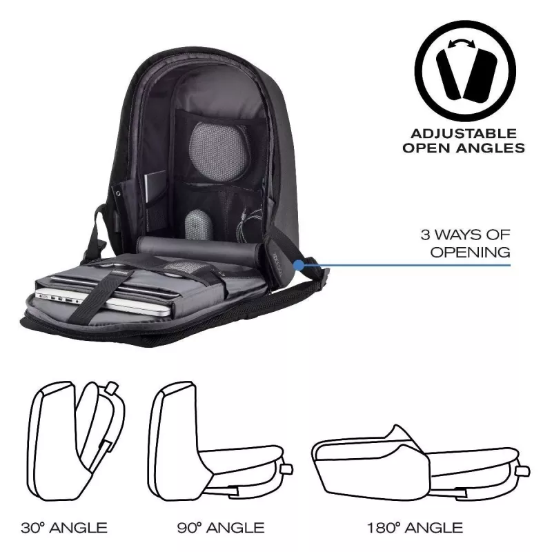 XD Design Bobby Hero Small P705.701 mochila antirrobo, portátil de 13,3 pulgadas, tablet de 12,9 pulgadas, 10,5 l, PET, negra