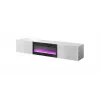 Mueble TV Cama Meble SLIDE 200K con chimenea eléctrica 200x40x37 cm blanco brillante