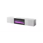 Mueble TV Cama Meble SLIDE 200K con chimenea eléctrica 200x40x37 cm blanco brillante