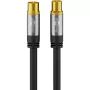 Goobay Cable de antena de TV (tipo 135 dB), con 4 capas de blindaje, 10 m, negro – chapado en oro, hembra coaxial > macho coaxial (70389)