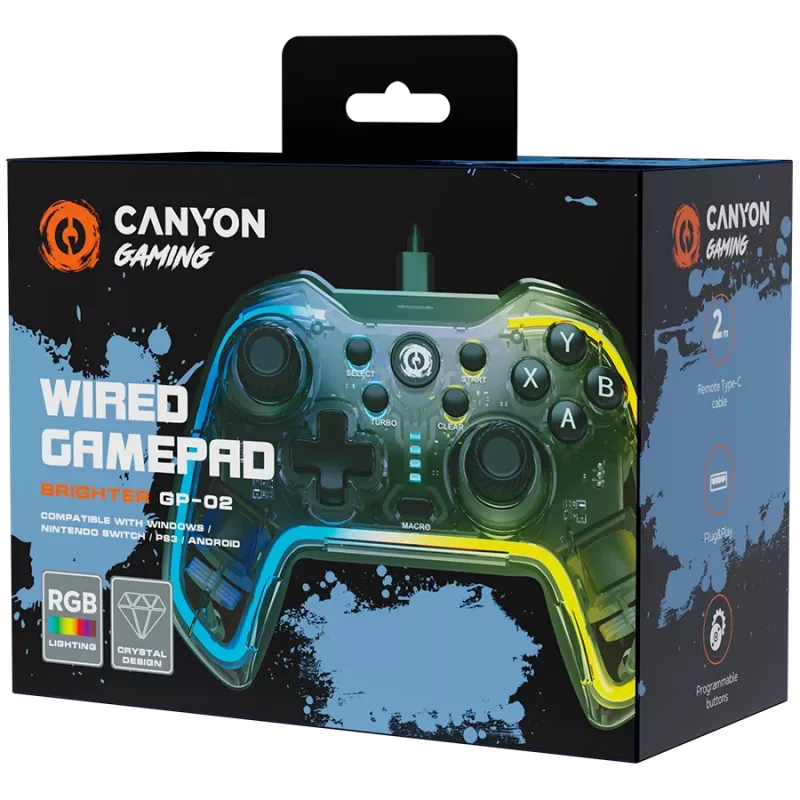 Gamepad con cable Canyon GP-02 para Windows PS3 Android Media-Box Nintendo Switch cable 2M