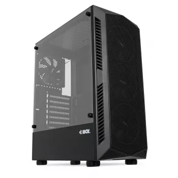 Caja de PC IBOX LUPUS 27 Midi Tower ATX, cristal templado, RGB, 455×200×380 mm, compatible con ATX, GPU hasta 32 cm