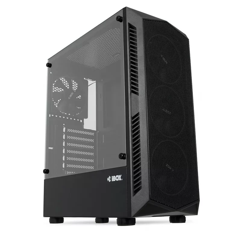 Caja de PC IBOX LUPUS 27 Midi Tower ATX, cristal templado, RGB, 455×200×380 mm, compatible con ATX, GPU hasta 32 cm