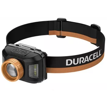 Caja regalo linterna frontal Duracell DH850R negra, naranja