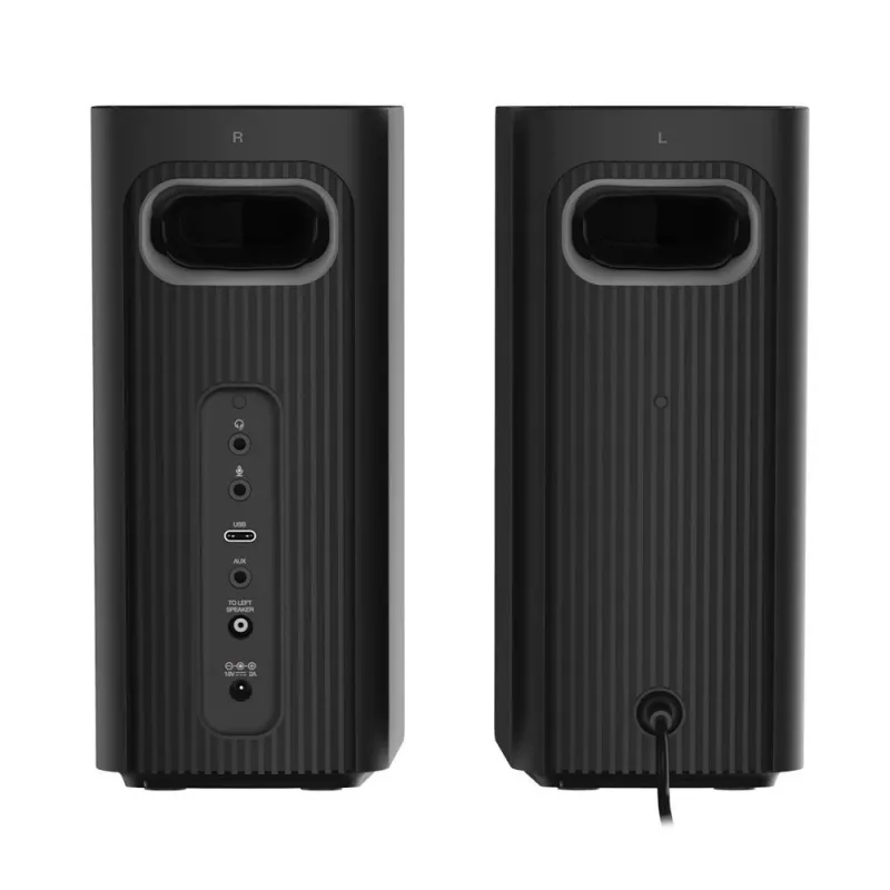 Altavoces de escritorio compactos Hi-Fi CREATIVE T60 2.0 con diálogo claro y sonido envolvente mediante Sound Blaster SmartComms Kit, conexiones de audio USB-C, micrófono y auriculares B