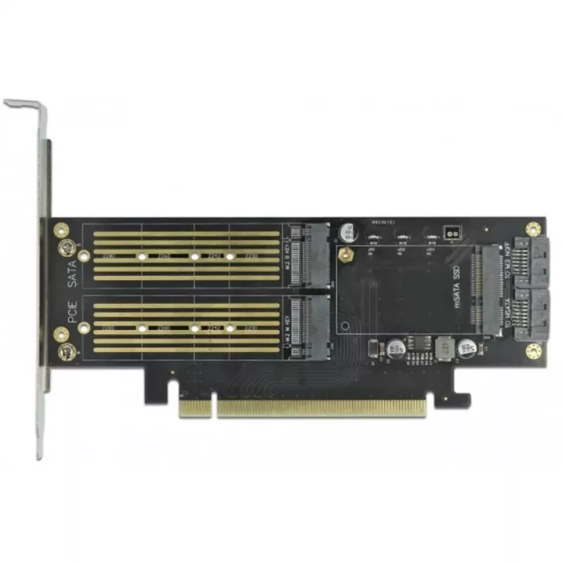 DeLOCK - controlador de almacenamiento - mSATA, M.2 - tarjeta M.2 / mSATA perfil bajo - SATA 6Gb/s, PCIe 4,0 x16 (90486)