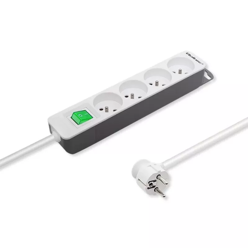 Regleta de alimentación Qoltec 50288 1,8 m 4 tomas de corriente para interior Blanco