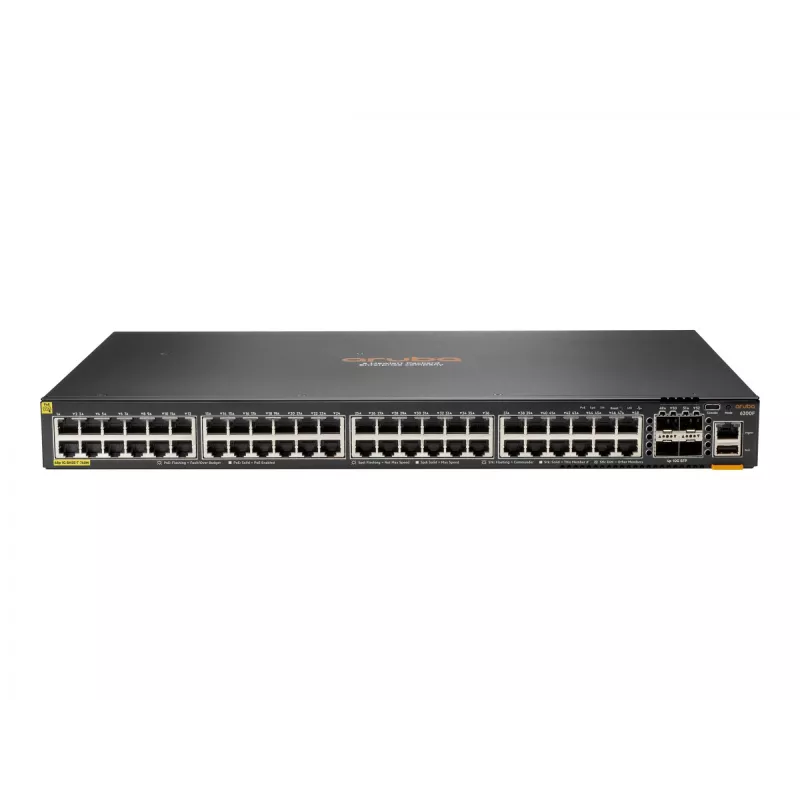 Hewlett Packard Enterprise HPE Aruba Networking CX 6200F 48G Class4 PoE 4SFP+ 740W Switch - Switch - distancia máx. de apilamiento 10 km - L3 - gestionado - 48 x 10/100/1000 (PoE+) + 4 x 1 Gi