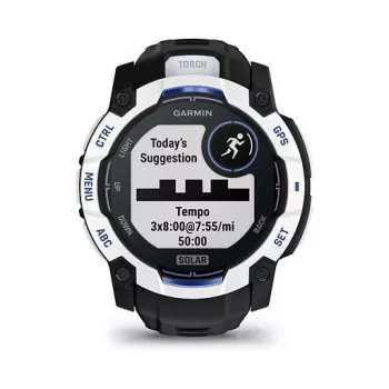 Smartwatch GARMIN Instinct 3,05 cm (1,2 pulgadas) AMOLED 45 mm 390x390 px pantalla táctil Negro Blanco GPS 4 GB 53 g correa de silicona