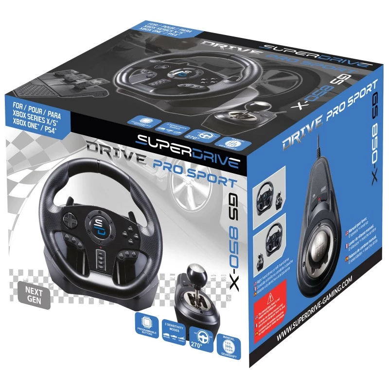 Volante + pedales Subsonic GS850-X negro rotación 270° USB
