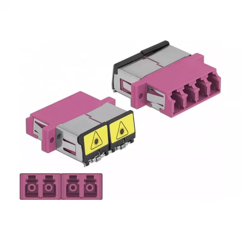 Acoplador de fibra óptica DeLOCK 86906 LC cuádruple hembra a LC cuádruple hembra multimodo violeta