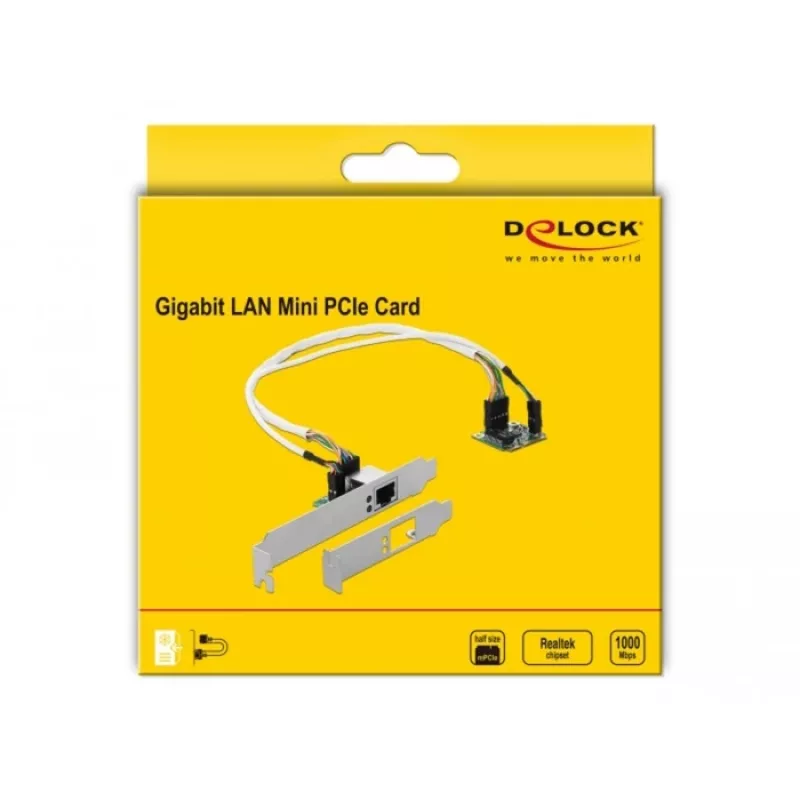 DeLOCK Mini PCIe I/O PCIe half size 1 x Gigabit LAN Low Profile – adaptador de red – PCIe Half Mini Card – Gigabit Ethernet x 1 (95265)
